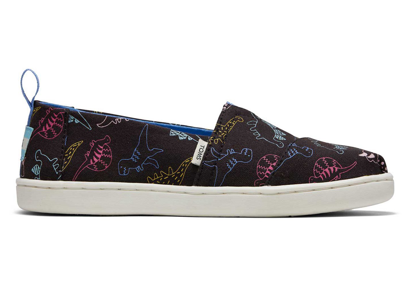 Toms Espadryle Dziecięce Czarne - Alpargata Youth Dinosour Doodles - 29YOKVTNA